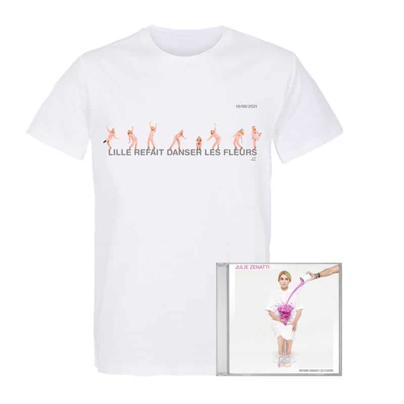 Pack T-shirt Homme BLANC LILLE Refait Danser les Fleurs + CD / Taille S