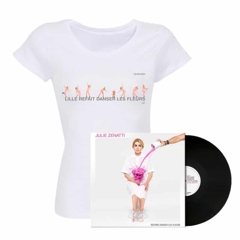 Pack T-shirt Femme BLANC LILLE + Vinyle / Taille M