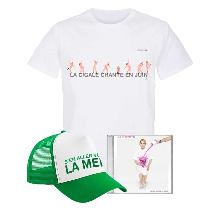 Pack T-shirt Homme BLANC PARIS + Casquette + CD / Taille L