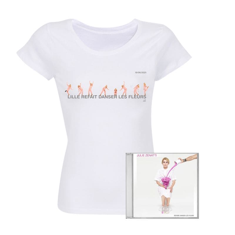 Pack T-shirt Femme BLANC LILLE Refait Danser les Fleurs + CD / Taille S