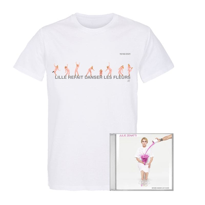 Pack T-shirt Homme BLANC LILLE Refait Danser les Fleurs + CD / Taille XL
