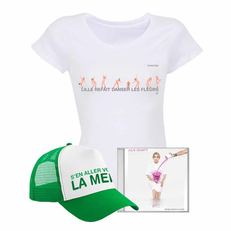 Pack T-shirt Femme BLANC LILLE + Casquette + CD / Taille S